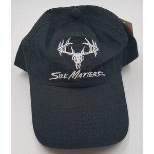 Size Matters Antlers Adjustable Strapback Hunting Outdoor Black Baseball Hat Cap